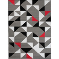 Kusový koberec MAYA Geometric - červený/sivý