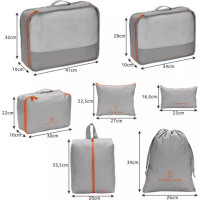 Súprava cestovných organizérov do kufra - 7 ks - šedá