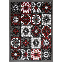 Kusový koberec BALI Tiles - tmavo šedý/červený