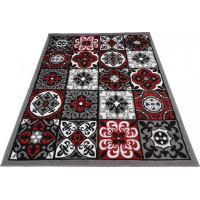 Kusový koberec BALI Tiles - tmavo šedý/červený