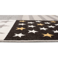 Kusový koberec FIESTA Pruhy a hviezdičky - žltý/sivý