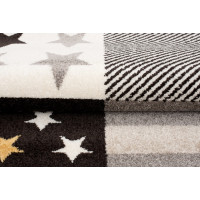 Kusový koberec FIESTA Pruhy a hviezdičky - žltý/sivý