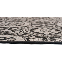 Sisalový PP koberec ORNAMENT - čierny/sivý