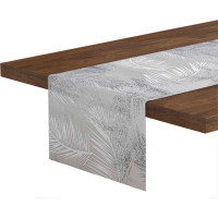 Bavlnený behúň na stôl PALMS 28x300 cm - strieborný