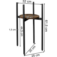 Kovový stojan na kvety TORRE RUSTIC 60 cm - starený dub/čierny