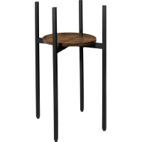 Kovový stojan na kvety TORRE RUSTIC 60 cm - starený dub/čierny