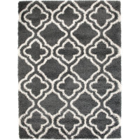 Kusový koberec Shaggy HIMALAYA Ornament - tmavo šedý/krémový