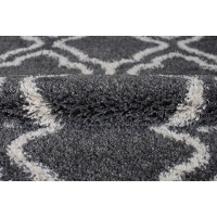 Kusový koberec Shaggy HIMALAYA Ornament - tmavo šedý/krémový