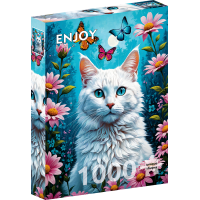 ENJOY Puzzle Biela mačka 1000 dielikov