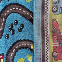 Kusový koberec Color Kids - ZÁVODNÁ DRÁHA - modrý
