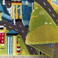 Kusový koberec Color Kids - MESTEČKO - modrý/zelený