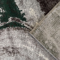 Kusový koberec WAVE wood - tmavo zelený/sivý