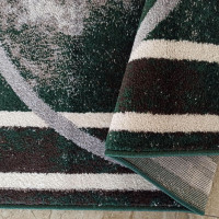 Kusový koberec WAVE circle - tmavo zelený/sivý