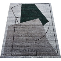 Kusový koberec WAVE composition - tmavo zelený/sivý
