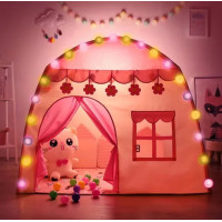 Detský stan HOME so svetielkami - ružový