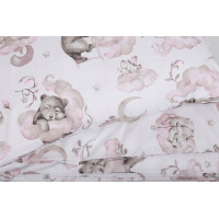Detské bavlnené obliečky do postieľky 135x100 cm BABYMAM PREMIUM - Medvieďatá - ružové