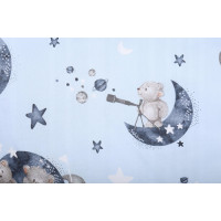 Detské bavlnené obliečky do postieľky 135x100 cm BABYMAM PREMIUM - Medvedíci vo vesmíre - modré