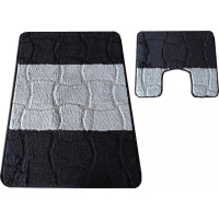 Súprava kúpeľňových predložiek s výrezom TÁŇA XL - tiles - čierna