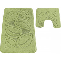 Súprava kúpeľňových predložiek s výrezom TÁŇA - flora - svetlo zelená