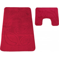 Súprava kúpeľňových predložiek s výrezom TÁŇA - flora - tmavo ružová