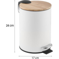 Odpadkový kôš do kúpeľne VINCENT s bambusovým krytom 3l - softclose - biely