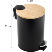 Odpadkový kôš do kúpeľne VINCENT s bambusovým krytom 3l - softclose - čierny