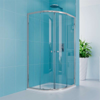 Štvrťkruhový sprchovací kút Kora Lite 90x90 cm - chróm / sklo Číre + SMC vanička R550