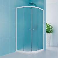 Štvrťkruhový sprchovací kút Kora Lite 90x90 cm - biely ALU/sklo Grape + SMC vanička