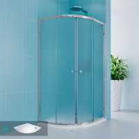 Štvrťkruhový sprchovací kút Kora Lite 90x90 cm - chróm ALU/sklo Grape + vanička z liateho mramoru