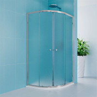 Štvrťkruhový sprchovací kút Kora Lite 90x90 cm - chróm ALU/sklo Grape + vanička z liateho mramoru