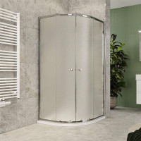 Štvrťkruhový sprchovací kút Kora Lite 90x90 cm - chróm ALU/sklo Grape + nízka SMC vanička