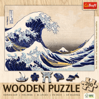 TREFL Drevené puzzle Art: Hokusai - Veľká vlna Kanagawa 200 dielikov