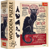 TREFL Drevené puzzle Art: Steinlen - Čierna mačka, Le Chat Noir 200 dielikov