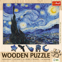 TREFL Drevené puzzle Art: Vincent van Gogh - Hviezdna noc 200 dielikov
