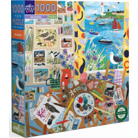 EEBOO Štvorcové puzzle Morské vtáky 1000 dielikov