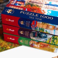 TREFL Puzzle Premium Plus Tea Time: Drevená chata 1000 dielikov