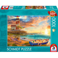 SCHMIDT Puzzle Západ slnka nad zátokou s majákom 1000 dielikov