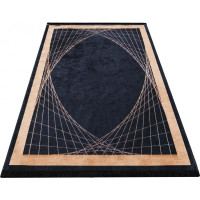 Kusový koberec EFES Frame - čierny/zlatý