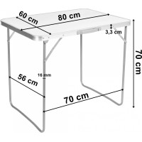 Kempingový stôl CORN 80x60 cm - biely