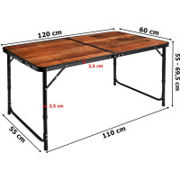 Zostava kempingového nábytku 1+4 TRAMP 120x60 cm - čierna / dekor dreva