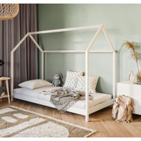 Detská domčeková posteľ z masívu borovice LUCIE - 200x90 cm - BIELA