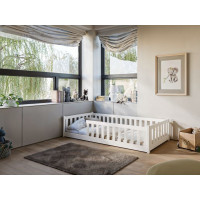 Detská Montessori posteľ z masívu borovice BETTY - 200x90 cm - BIELA