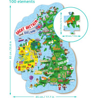 DODO Puzzle Mapa Veľkej Británie a Severného Írska 100 dielikov