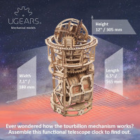 UGEARS 3D puzzle Sky Watcher Tourbillon Table Clock 338 dielikov