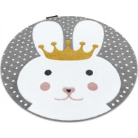 Detský kusový koberec Petit Bunny grey okrúhly