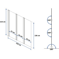 Vaňová zástena Rea AGAT 3 - 120x140 cm - brúsená zlatá