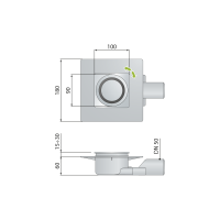 Omp Tea TIRANA podlahový vpust bočný 100x100mm, odpad 50mm, chróm 2665.295.8