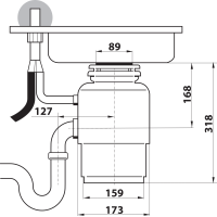 Sapho IN SINK drezový drvič kuchynského odpadu, 230V, 380W, pneu. spínač MODEL56