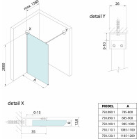 Bruckner SPITZA sprchová zástena WALK-IN, 800mm 750.080.1