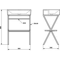 Sapho FERRO podstavec pod umývadlo 565x720x390mm, čierna SKA560-1